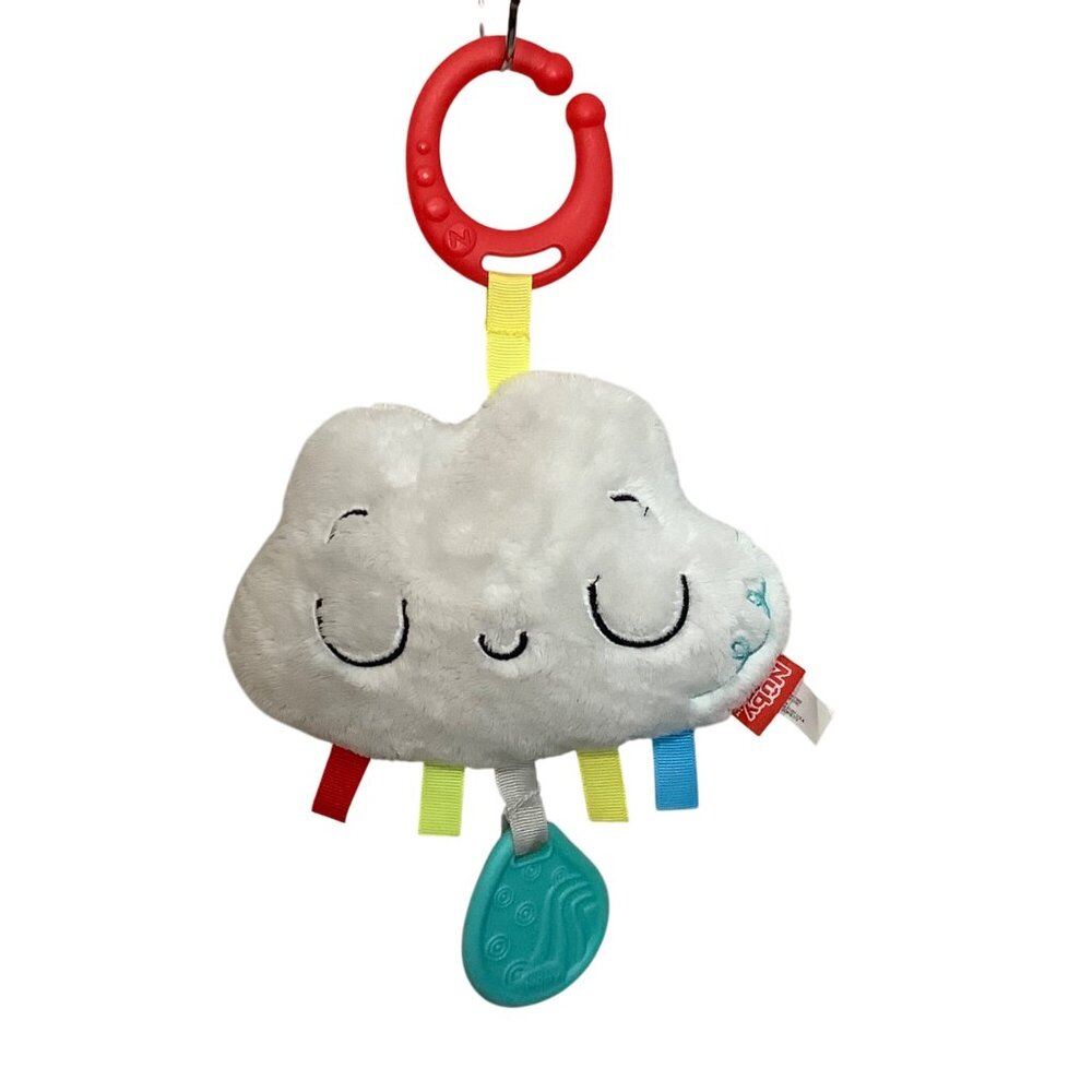Nuby Cloud Chime Plush‎ Toy Babies Silicone Teether Colorful Mirror Luv n' Care